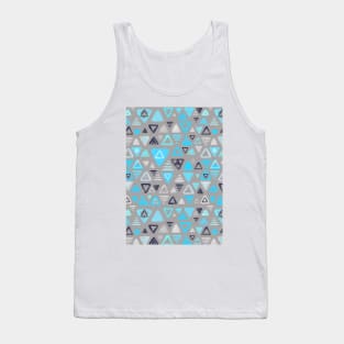 Summer Turquoise Triangles on Grey Tank Top